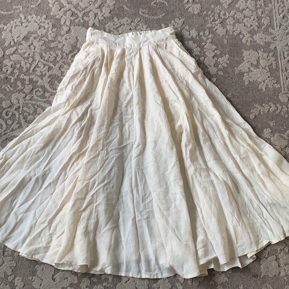 Mable pleated vintage Victorian style pockets small beige midi‎ classic hi waist - Picture 7 of 12